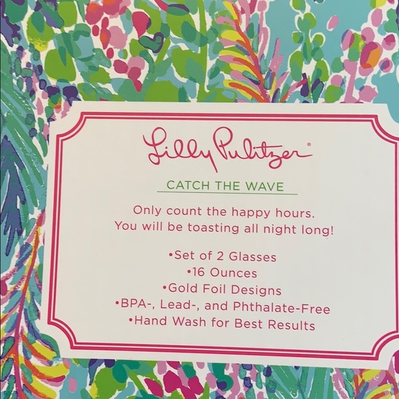 NIB Stemless Wine Glasses Catch the Wave Set 16oz - Picture 3 of 4